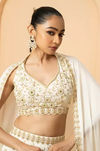 Ivory Modal satin Lehenga