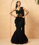 Black Georgette and Net Fishtail Lehenga