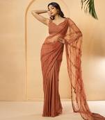 Dust pink georgette and net saree