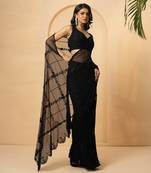 Black georgette and net saree