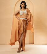 Golden modal satin saree