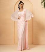 Baby pink georgette and net saree
