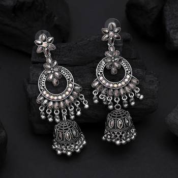 Silver color oxidised earrings 1