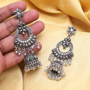 Silver color oxidised earrings 2