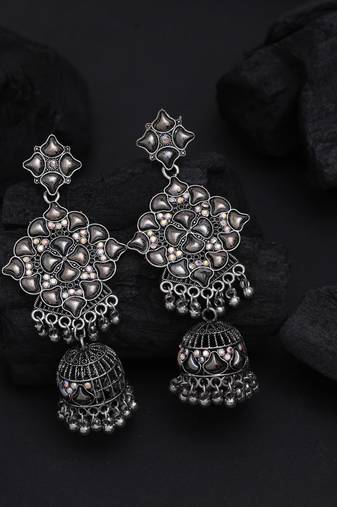 Silver color oxidised earrings