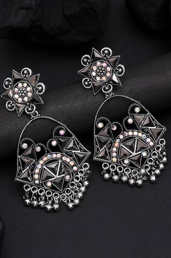 Silver color oxidised earrings