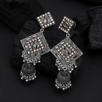 Silver color oxidised earrings 1