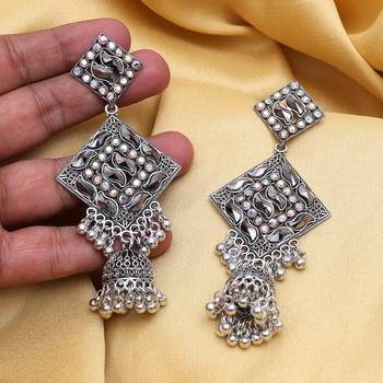 Silver color oxidised earrings 2