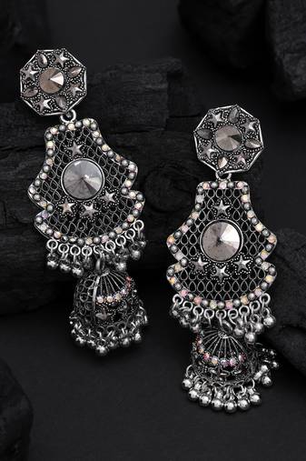 Silver color oxidised earrings
