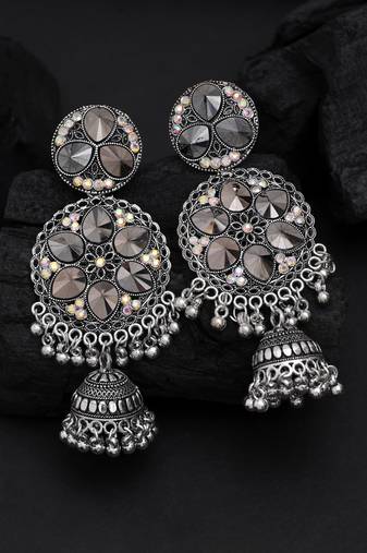 Silver color oxidised earrings