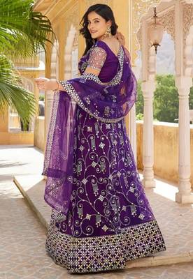 Purple Embroidered Net Lehenga Choli 3