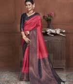 Red Kanchipuram Silk Zari Weaving With Gold Zari Border And Pallu Saree With Blouse For Women