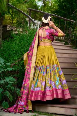 Mustard and Pink Haldi Lehenga Choli for Women 3