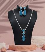 Sky blue color american diamond necklace set