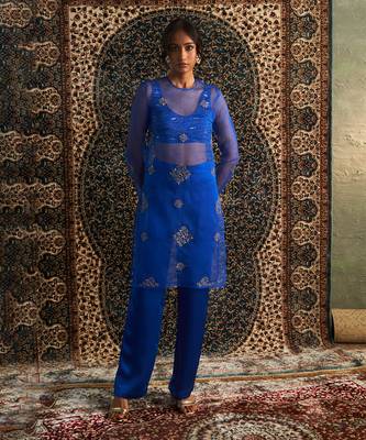 Blue organza co-ord set 1