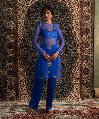 Blue organza co-ord set 2