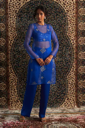 Blue organza co-ord set