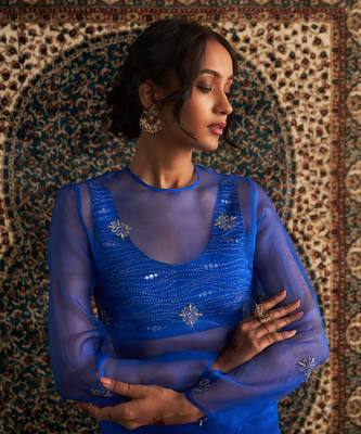 Blue organza co-ord set 3