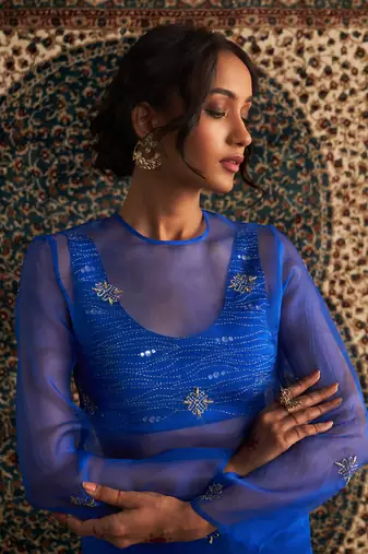 Blue organza co-ord set