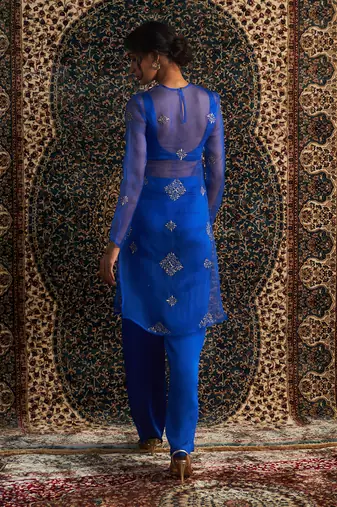 Blue organza co-ord set