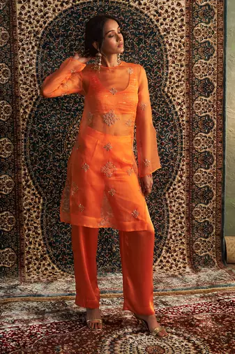 Saffron organza co-ord set