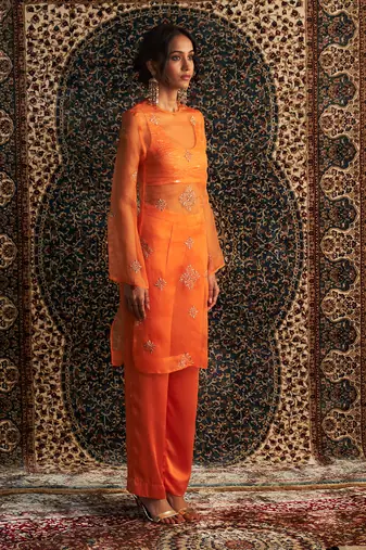 Saffron organza co-ord set