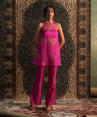 Rani pink organza co-ord set 1