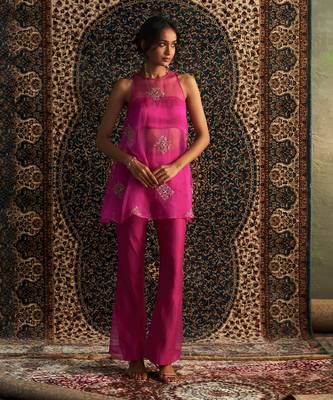 Rani pink organza co-ord set 2