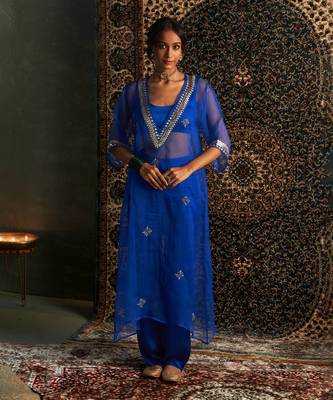 Blue organza co-ord set 1