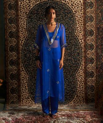 Blue organza co-ord set 2