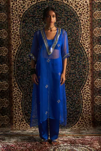 Blue organza co-ord set