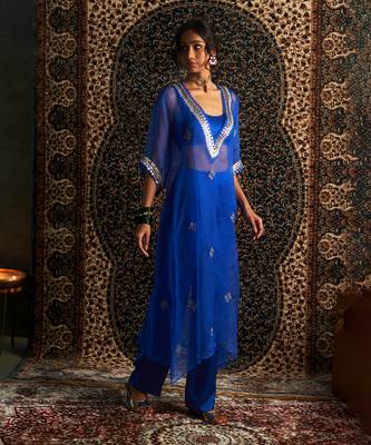 Blue organza co-ord set 3