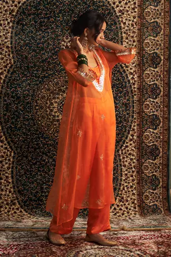 Saffron organza co-ord set