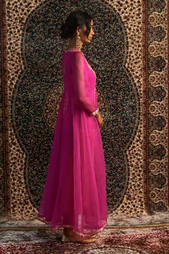 Rani pink organza kurta set