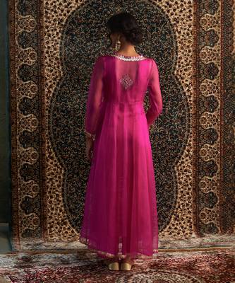 Rani pink organza kurta set 5