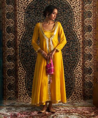 Marigold chanderi kurta set 1