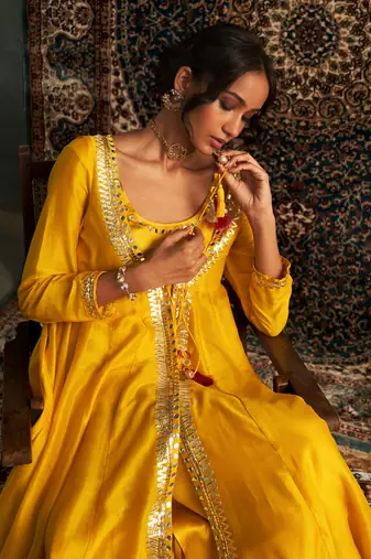 Marigold chanderi kurta set