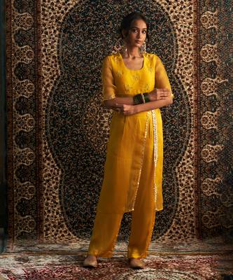 Marigold organza  kurta set 1