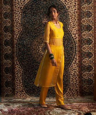 Marigold organza  kurta set 2