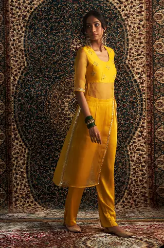 Marigold organza  kurta set