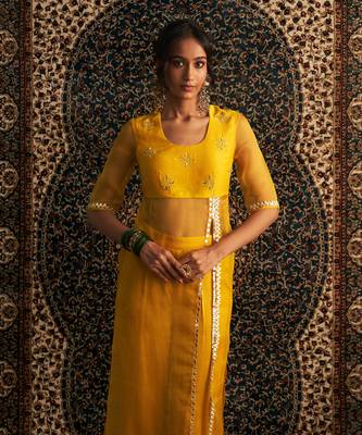 Marigold organza  kurta set 3