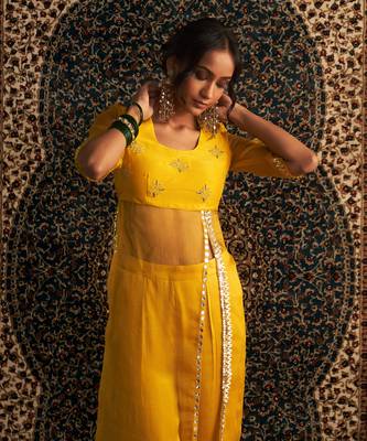 Marigold organza  kurta set 4
