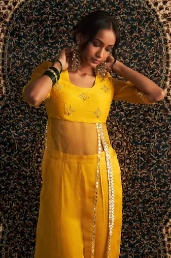 Marigold organza  kurta set