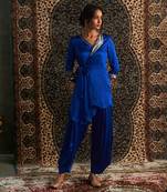 Blue model satin coord set