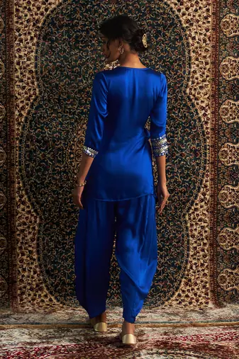 Blue model satin coord set