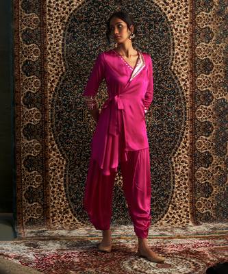 Rani pink model satin coord set 1
