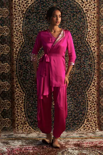 Rani pink model satin coord set