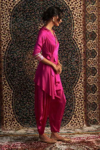 Rani pink model satin coord set