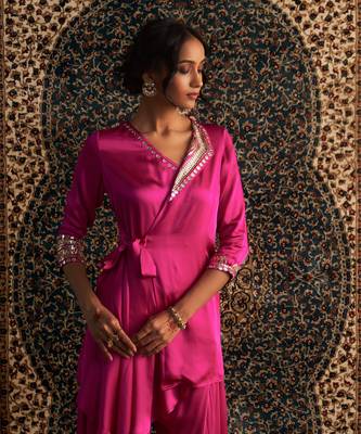 Rani pink model satin coord set 4