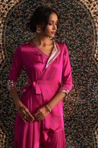 Rani pink model satin coord set